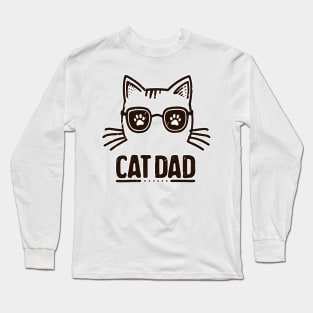 Retro black Cat Dad Long Sleeve T-Shirt